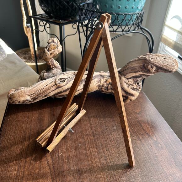 Vintage 1970's Wooden Easel Picture Stand Art Display Book Plate Stand 12” - Picture 3 of 5